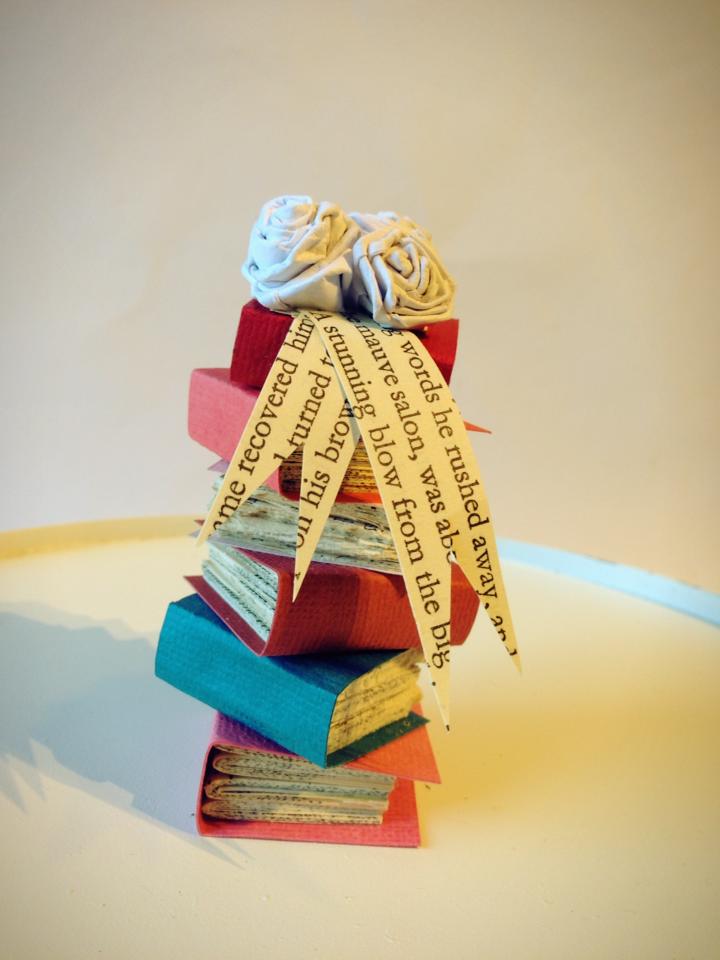 Etsy listing Ruby Canoe Design $25 Stack of Books Cake Topper Wedding/Graduation/Birthday