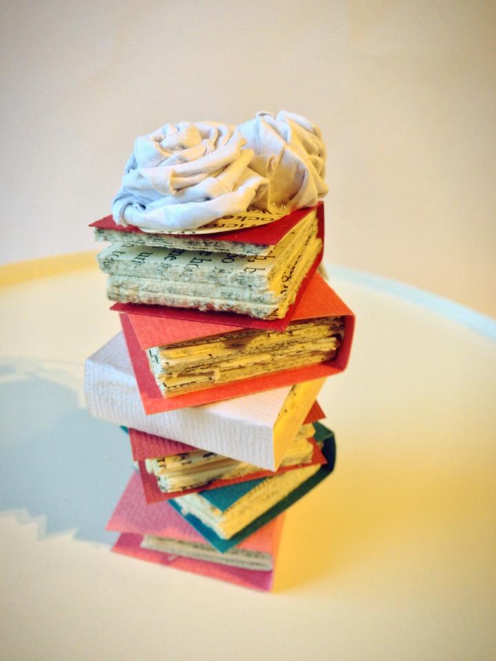Etsy listing Ruby Canoe Design $25 Stack of Books Cake Topper Wedding/Graduation/Birthday
